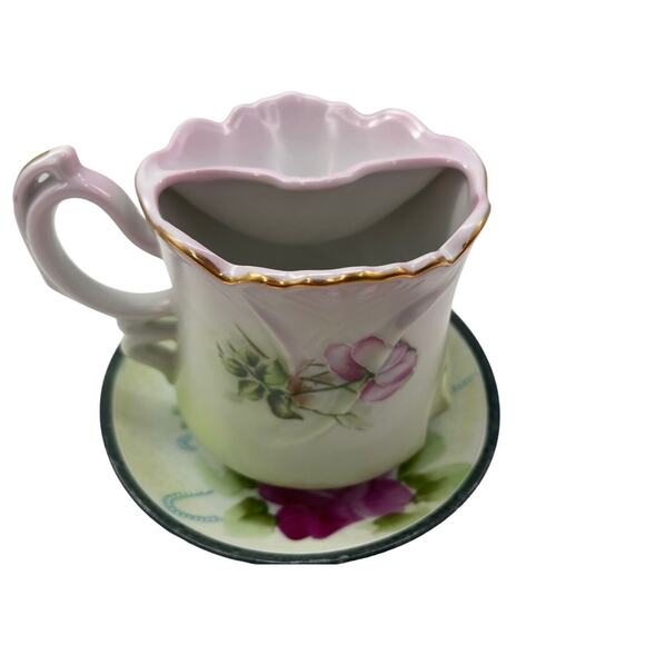 Nippon Porcelain Antique Men's Shaving Cup and Saucer Vanity Set - Picture 5 of 16